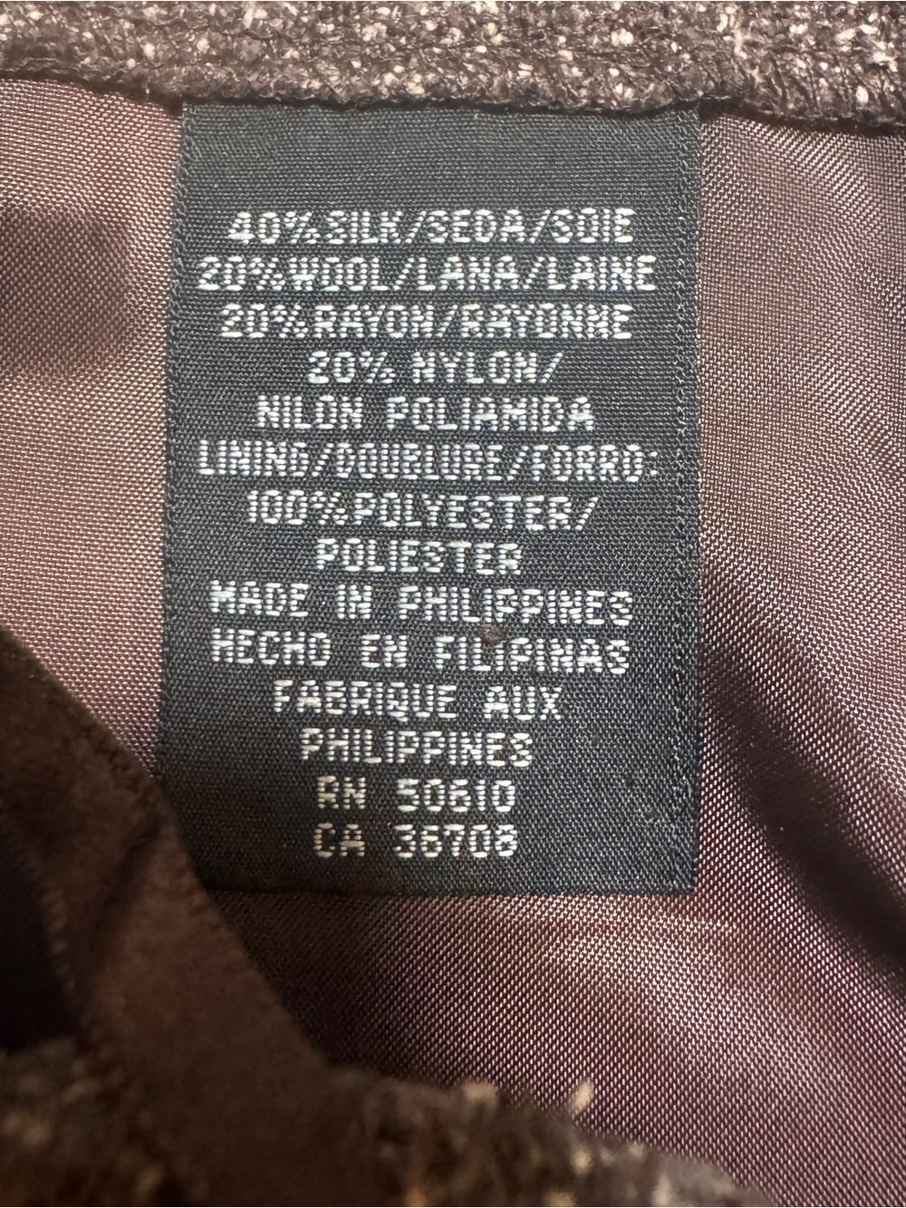 Vintage Kasper’s Wool Silk Blend Dark Brown Dress Pants - Picture 3 of 10